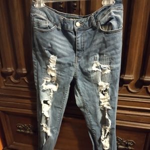 Wax jeans ladies distressed jeans